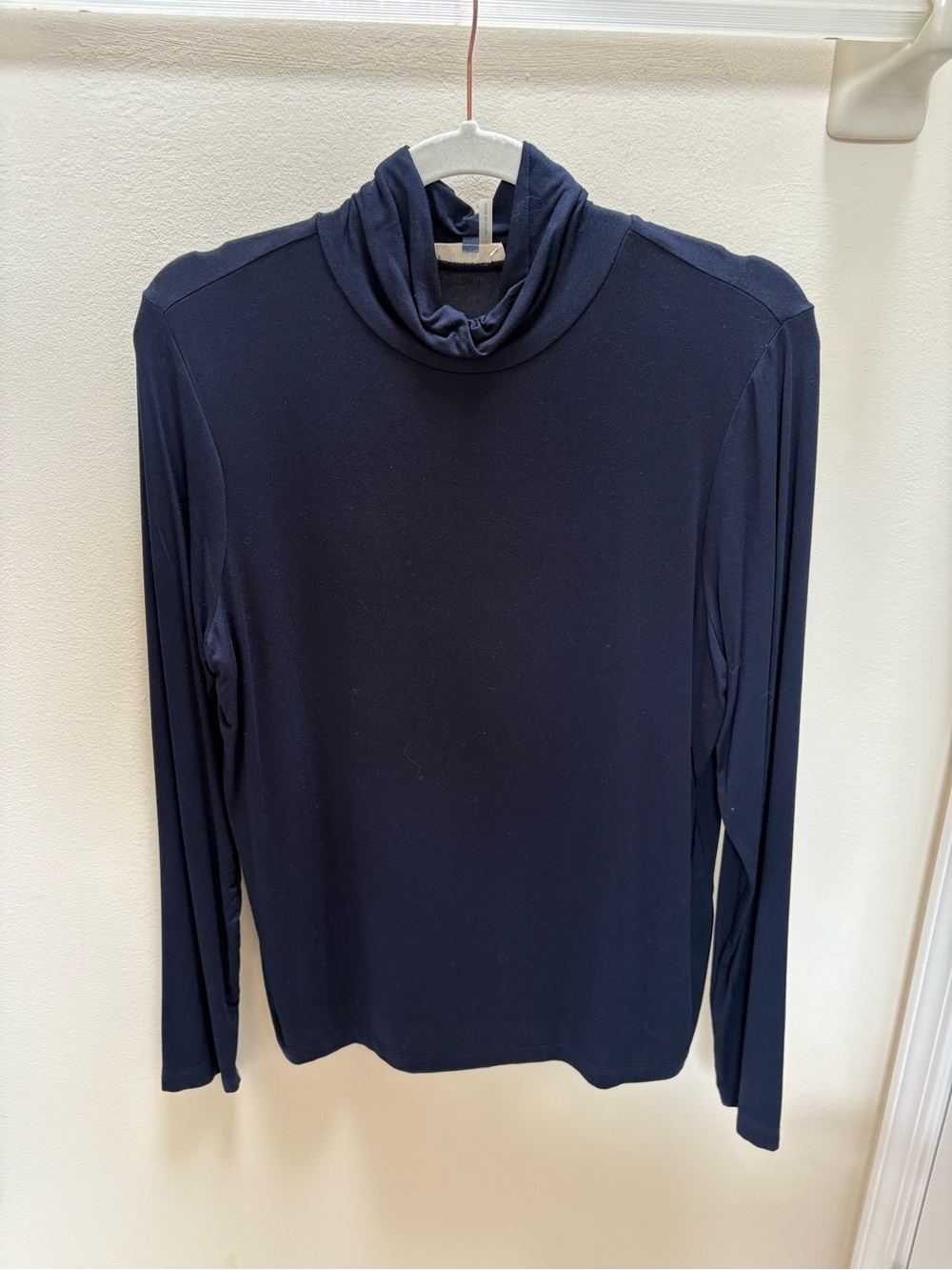 COURT & ROWE Navy Long-Sleeve Draped Turtleneck Top